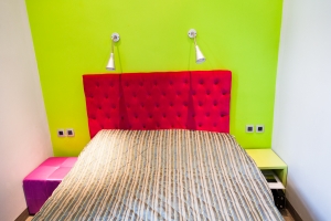 The hotel room we stayed with in Nice. Very vivid colours.