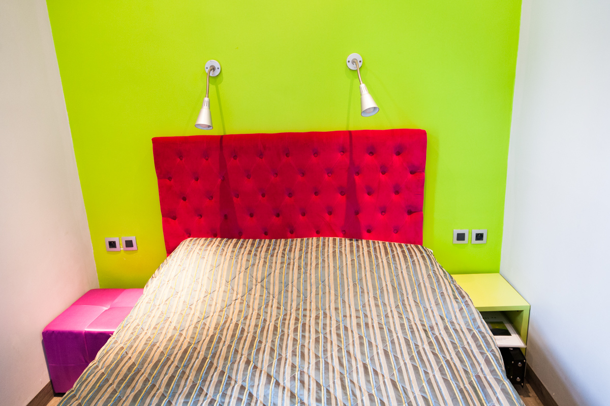 The hotel room we stayed with in Nice. Very vivid colours.