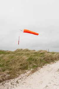 The Barra airport windsock in strong winds.