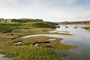 View of the Balnabodach clearance village remains on Barra