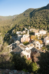 View from the Torra di Nonza down to the village and surrounding hills..